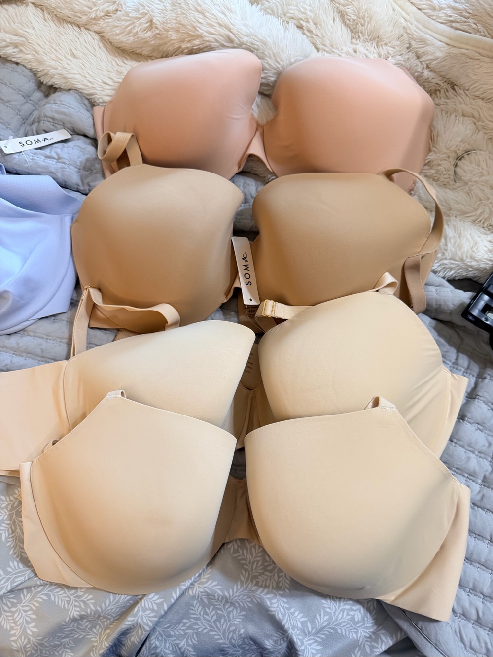 Soma Nude & Beige T-Shirt Bras - Seamless Light Support (Set of 4)